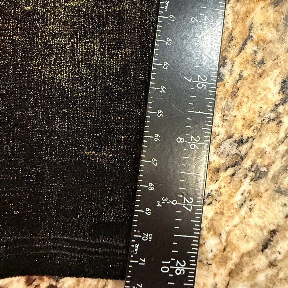 Spanx Metallic Textured Leggings XL Black Gold Shimmer High Waist Compression - Picture 7 of 8